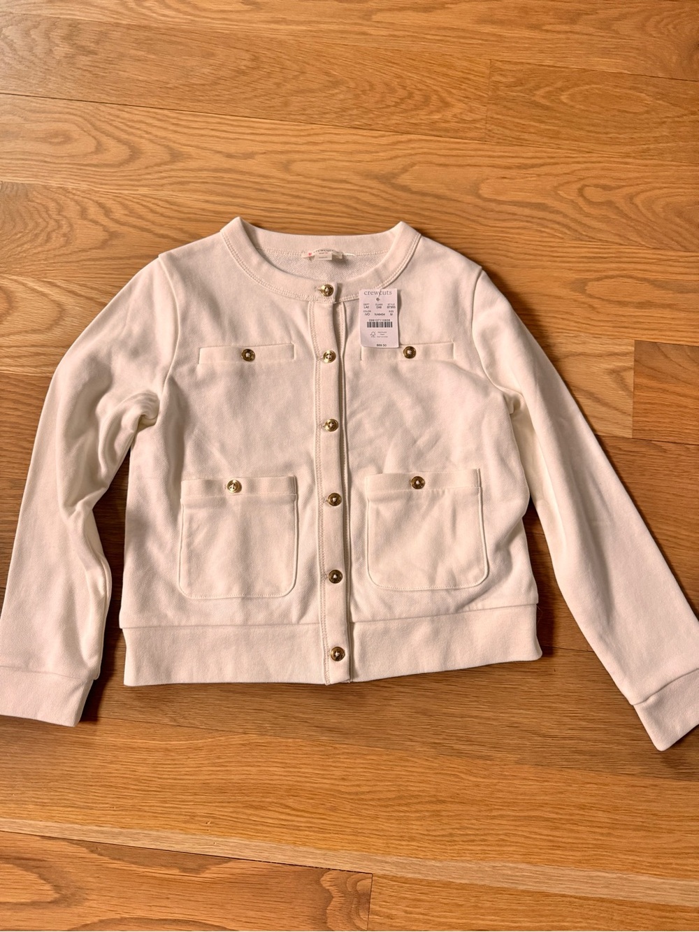Crewcuts Cream Button-Front Girls' Jacket with Gold Buttons